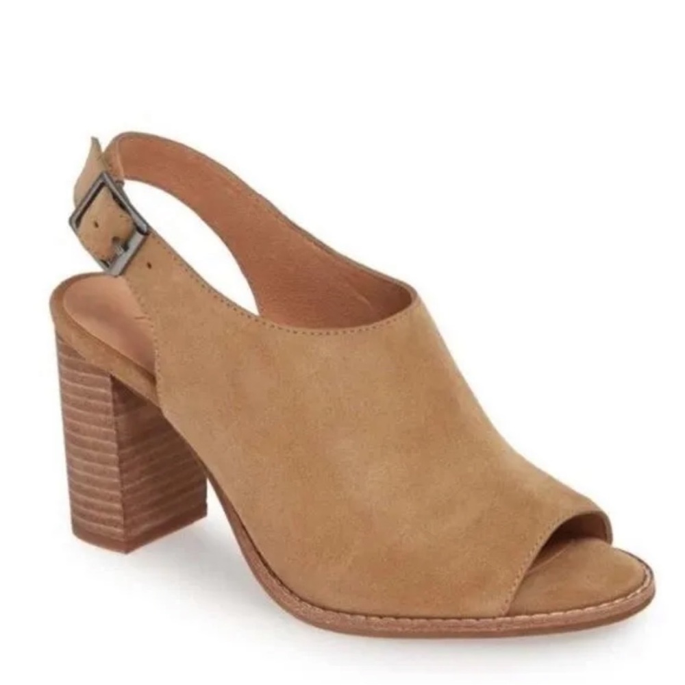 Madewell Cary Tan Suede Slingback Heels
